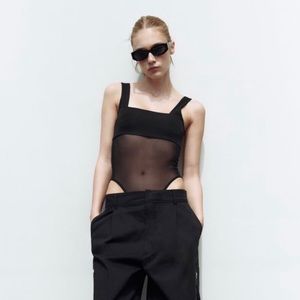 Zara Combination Tulle Bodysuit